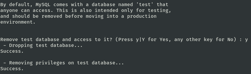 Remove test database during MySQL install