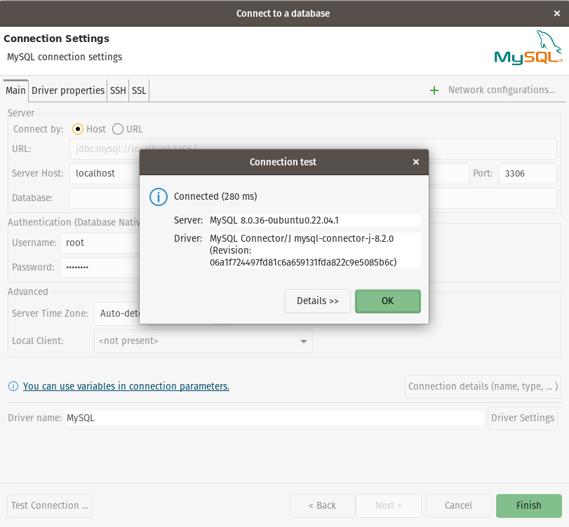 DbEaver test connection