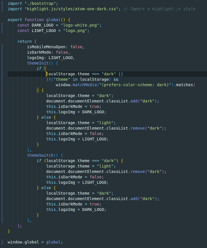 VS Code javascript file formatted with prettier