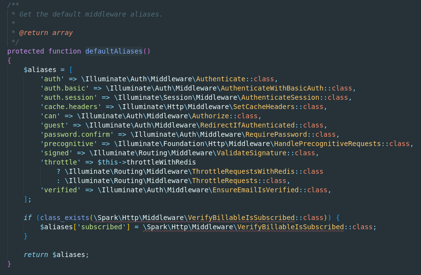 Laravel Middleware aliases